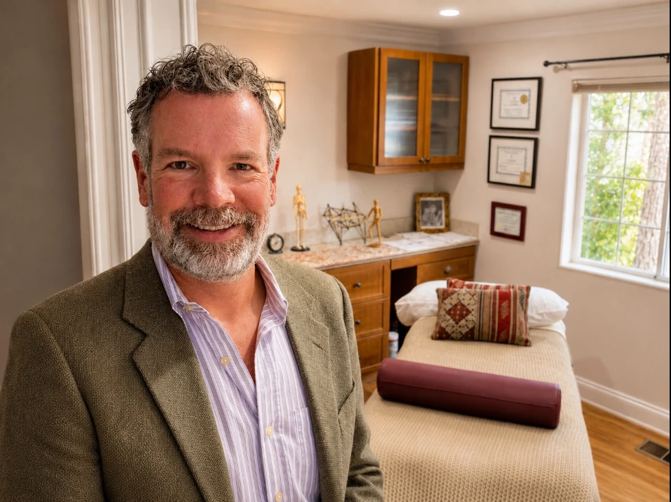 Joseph Dunkley in his treatment room