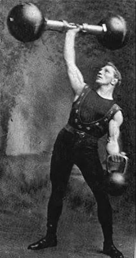 Historic strength athlete demonstrating whole-body strength and control